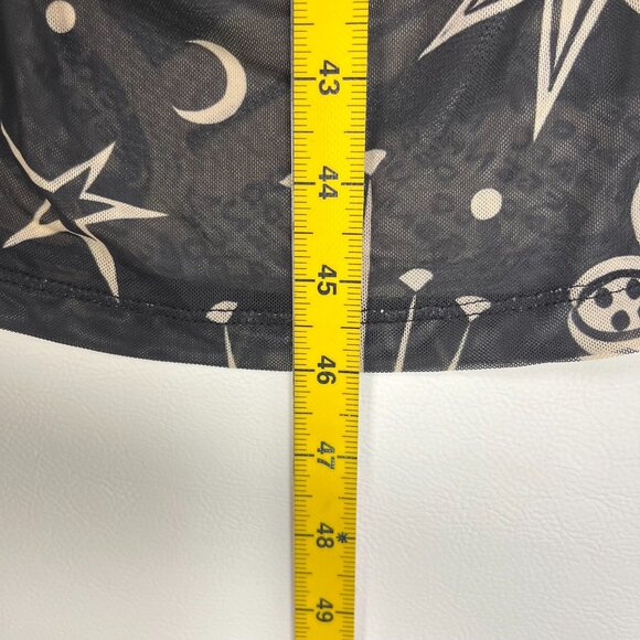 NWOT Farm Rio Cerrado Sky Tulle Midi Dress Long Sleeves Size XS Black and Cream - Picture 9 of 10